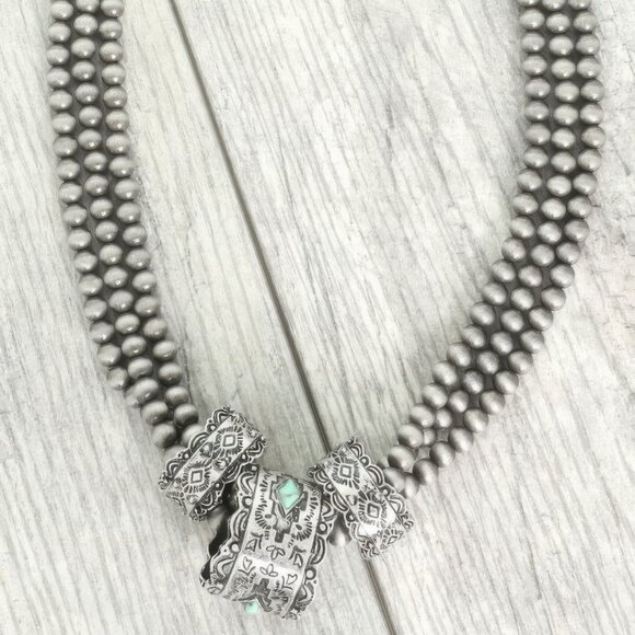 Western Navajo Barrel Pendant Beaded Necklace - Picture 1 of 2